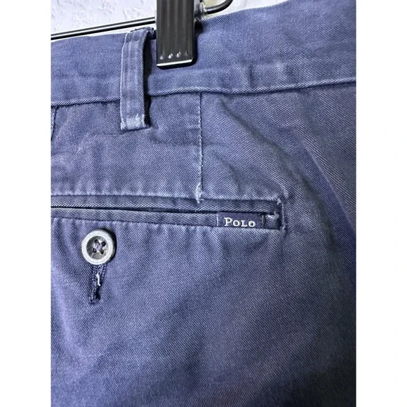 Polo Ralph Lauren Men Pants 35x32 Navy Blue Cotton Stretch Slim Fit Actual 36x30 - Picture 7 of 11